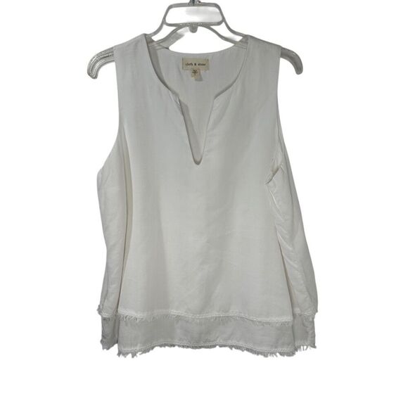 Cloth & Stone women’s white sleeveless v-neck blouse size Large.  #18-1929 - Picture 1 of 5